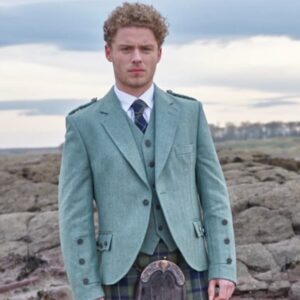 Clunie Jacket and 5 Button Vest - Moss