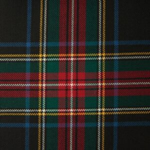 Stewart Black Lightweight Tartan Fabric