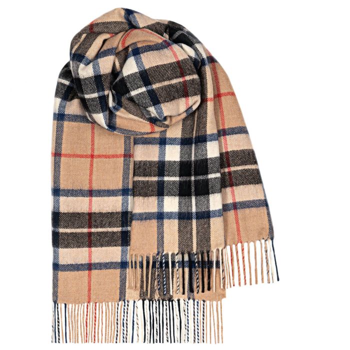 Thomson Camel Modern Tartan 100% Lambswool Stole