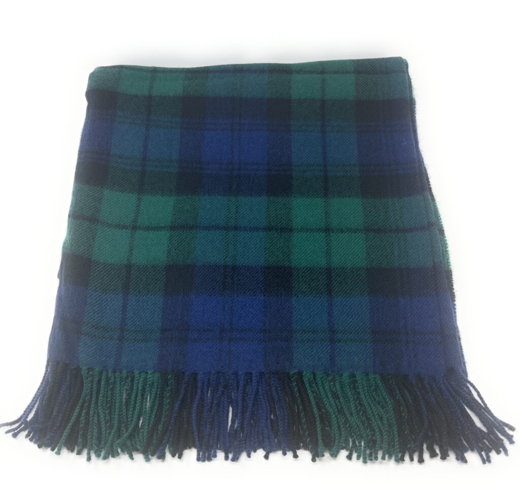 100% Lambswool Small Blanket/Throw - Black Watch Modern Tartan