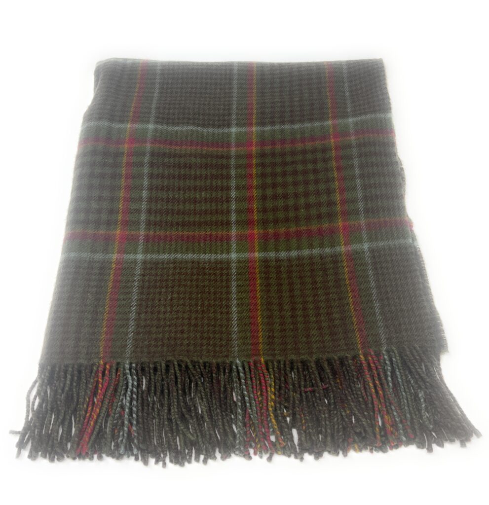 100% Lambswool Small Blanket/Throw - Brown Plaid Checked Design