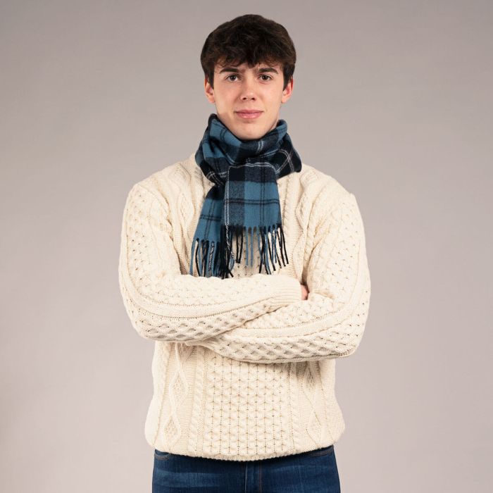 Bowhill Lambswool Tartan Scarf - Ramsay Blue Ancient - Image 2