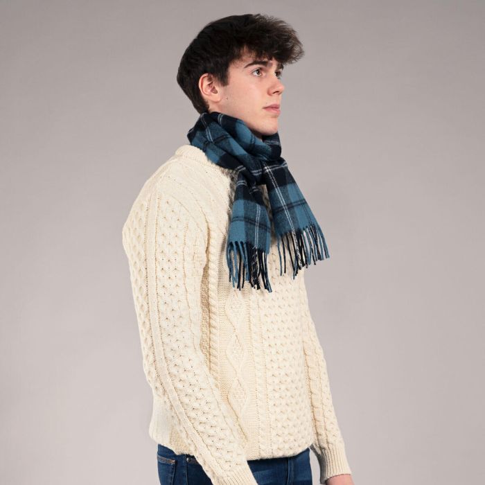 Bowhill Lambswool Tartan Scarf - Ramsay Blue Ancient - Image 3