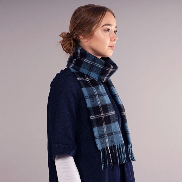 Bowhill Lambswool Tartan Scarf - Ramsay Blue Ancient - Image 5