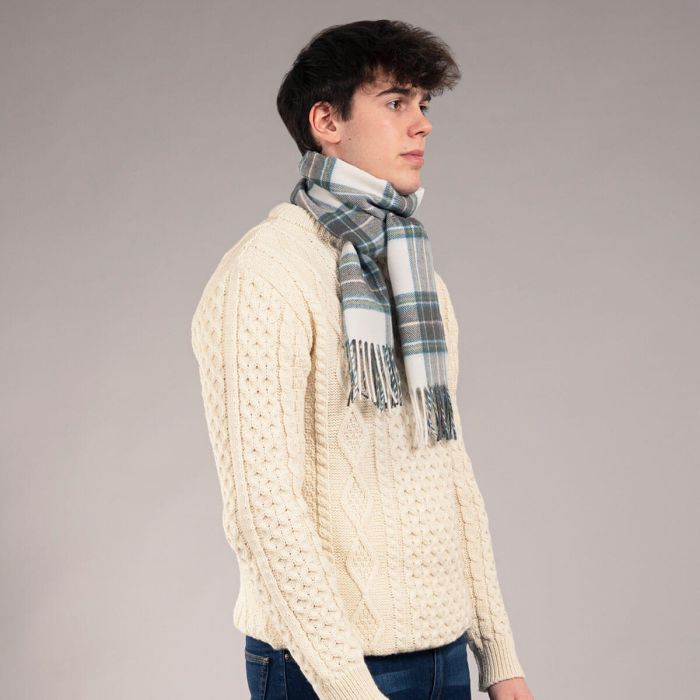 Bowhill Lambswool Tartan Scarf - Stewart Blue Dress - Image 3