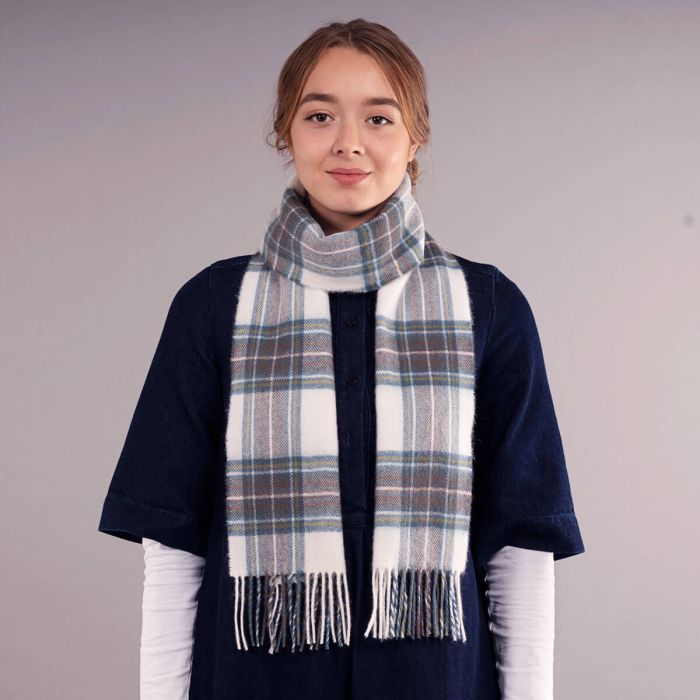 Bowhill Lambswool Tartan Scarf - Stewart Blue Dress - Image 4