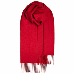 Bowhill Lambswool Tartan Scarf - Red Plain Coloured