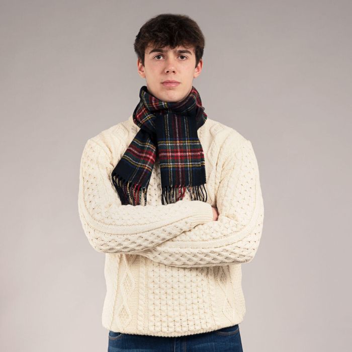 Bowhill Lambswool Tartan Scarf - Stewart Black Modern - Image 2