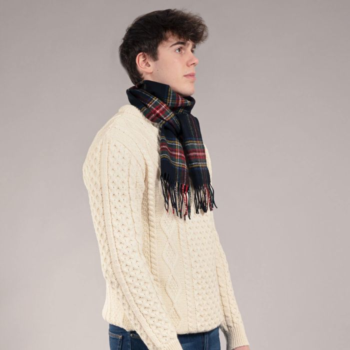 Bowhill Lambswool Tartan Scarf - Stewart Black Modern - Image 3