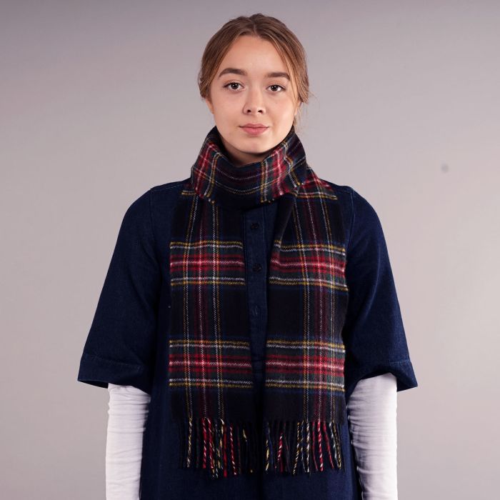 Bowhill Lambswool Tartan Scarf - Stewart Black Modern - Image 4