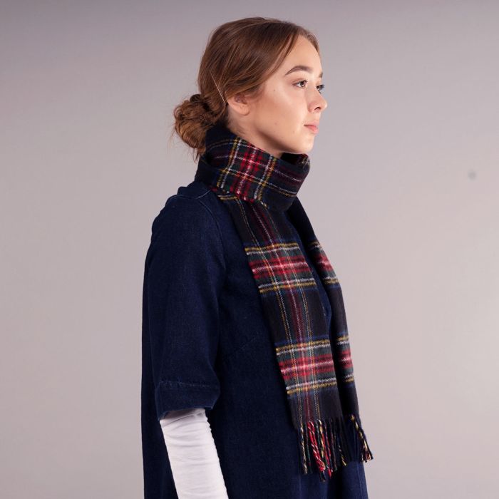 Bowhill Lambswool Tartan Scarf - Stewart Black Modern - Image 5