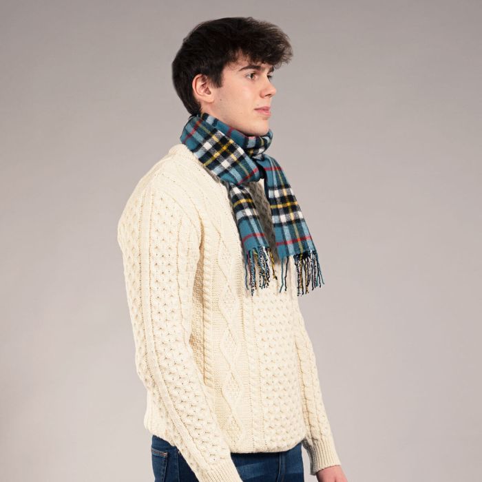 Bowhill Lambswool Tartan Scarf - Thomson Blue - Image 3