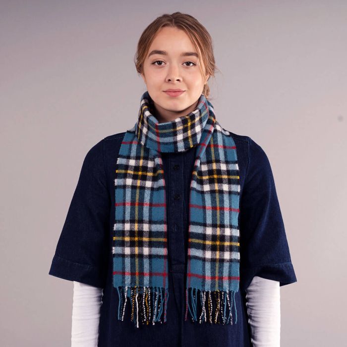 Bowhill Lambswool Tartan Scarf - Thomson Blue - Image 4