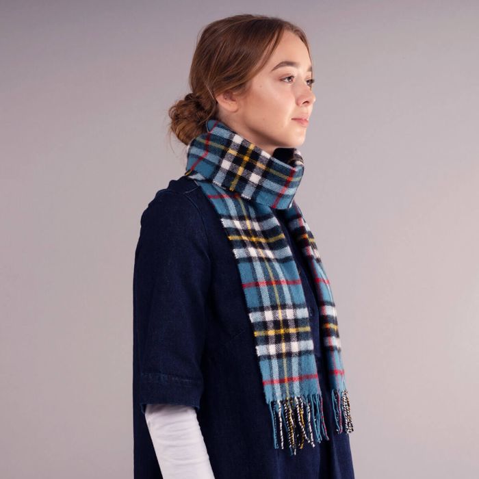 Bowhill Lambswool Tartan Scarf - Thomson Blue - Image 5