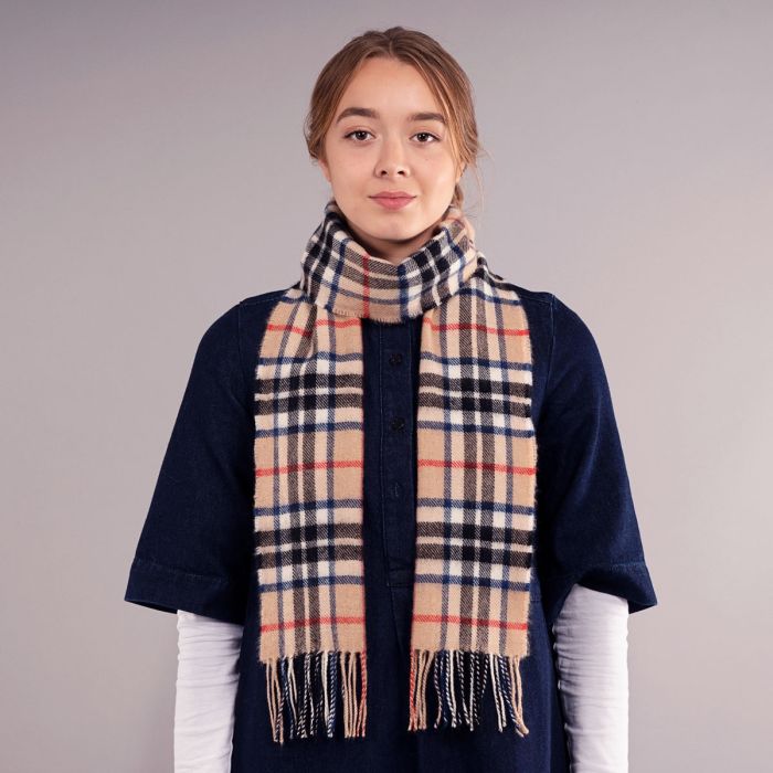 Bowhill Lambswool Tartan Scarf - Thomson Camel Modern - Image 2