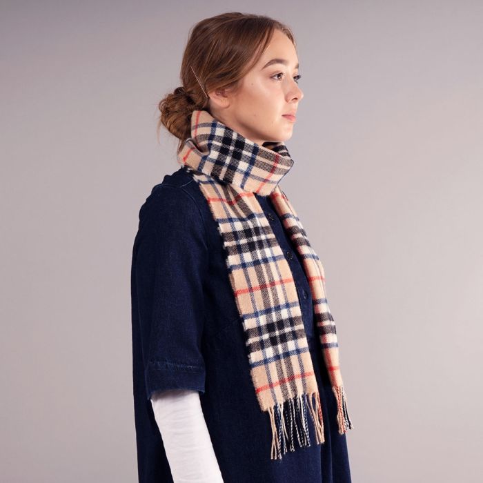 Bowhill Lambswool Tartan Scarf - Thomson Camel Modern - Image 3