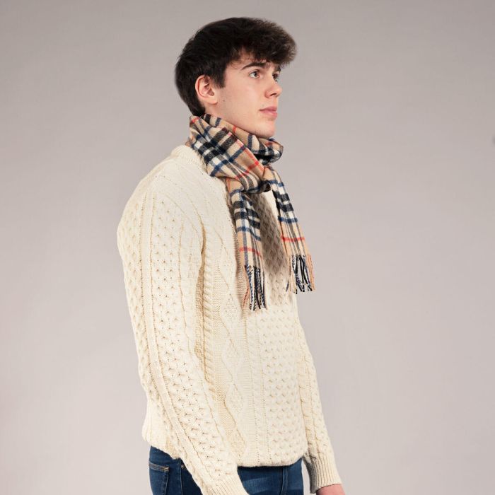 Bowhill Lambswool Tartan Scarf - Thomson Camel Modern - Image 4