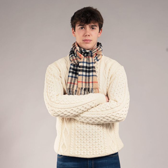 Bowhill Lambswool Tartan Scarf - Thomson Camel Modern - Image 5