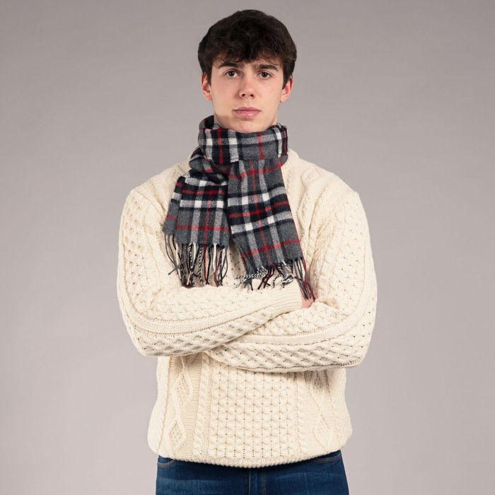 Bowhill Lambswool Tartan Scarf - Thomson Grey - Image 2