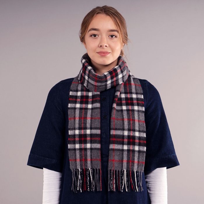 Bowhill Lambswool Tartan Scarf - Thomson Grey - Image 3