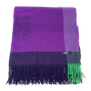100% Pure Cashmere Throw/Blanket - Purple & Green Intarsia Design
